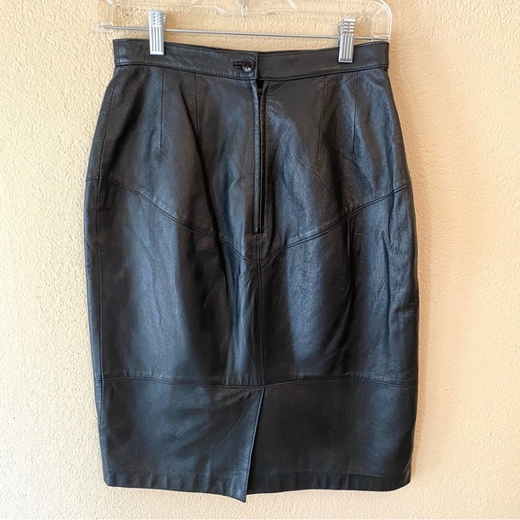 Vintage I.Magnin Leather Pencil Skirt - Picture 3 of 9